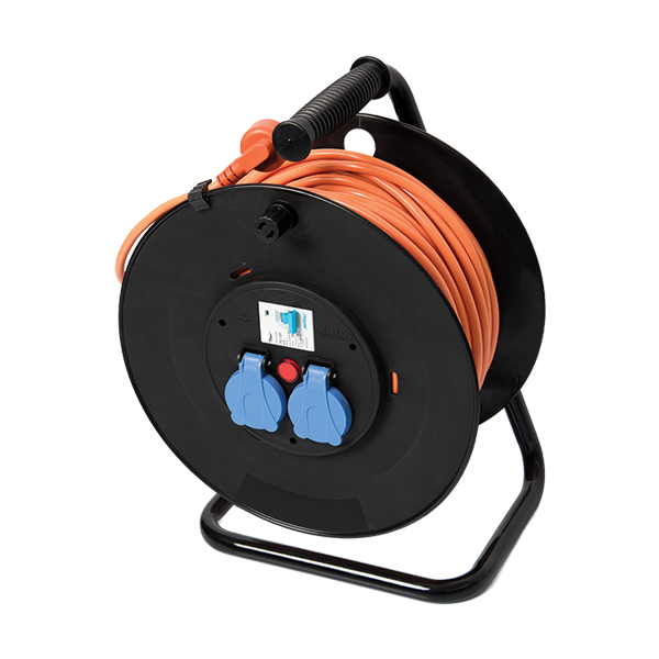 Professional cable reel with RCCB